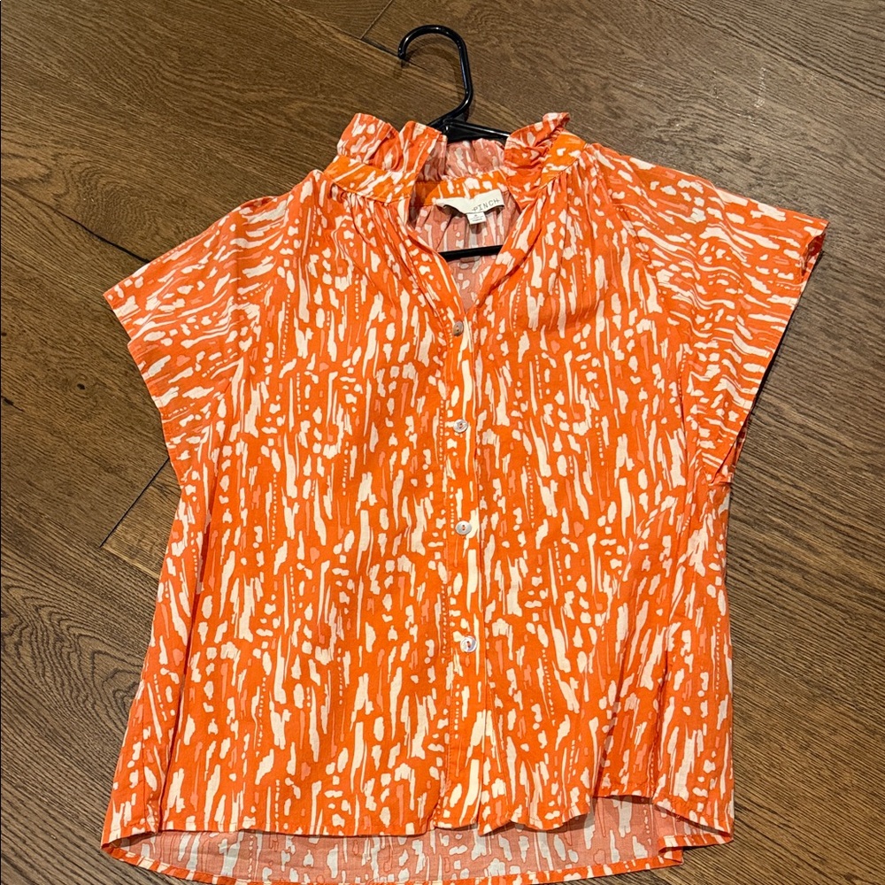 Pinch Orange and White Patterned Blouse